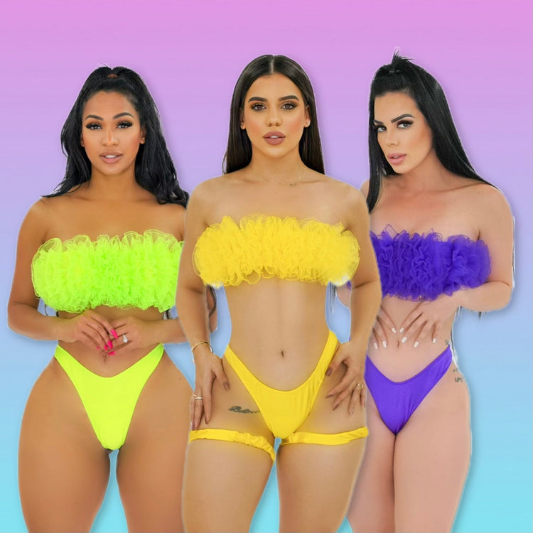 Luxury bikini with triangle top and thong embellished with crystal rhinestones. Perfect for any special occasion, this set is sure to turn heads with its high-quality craftsmanship and striking design.