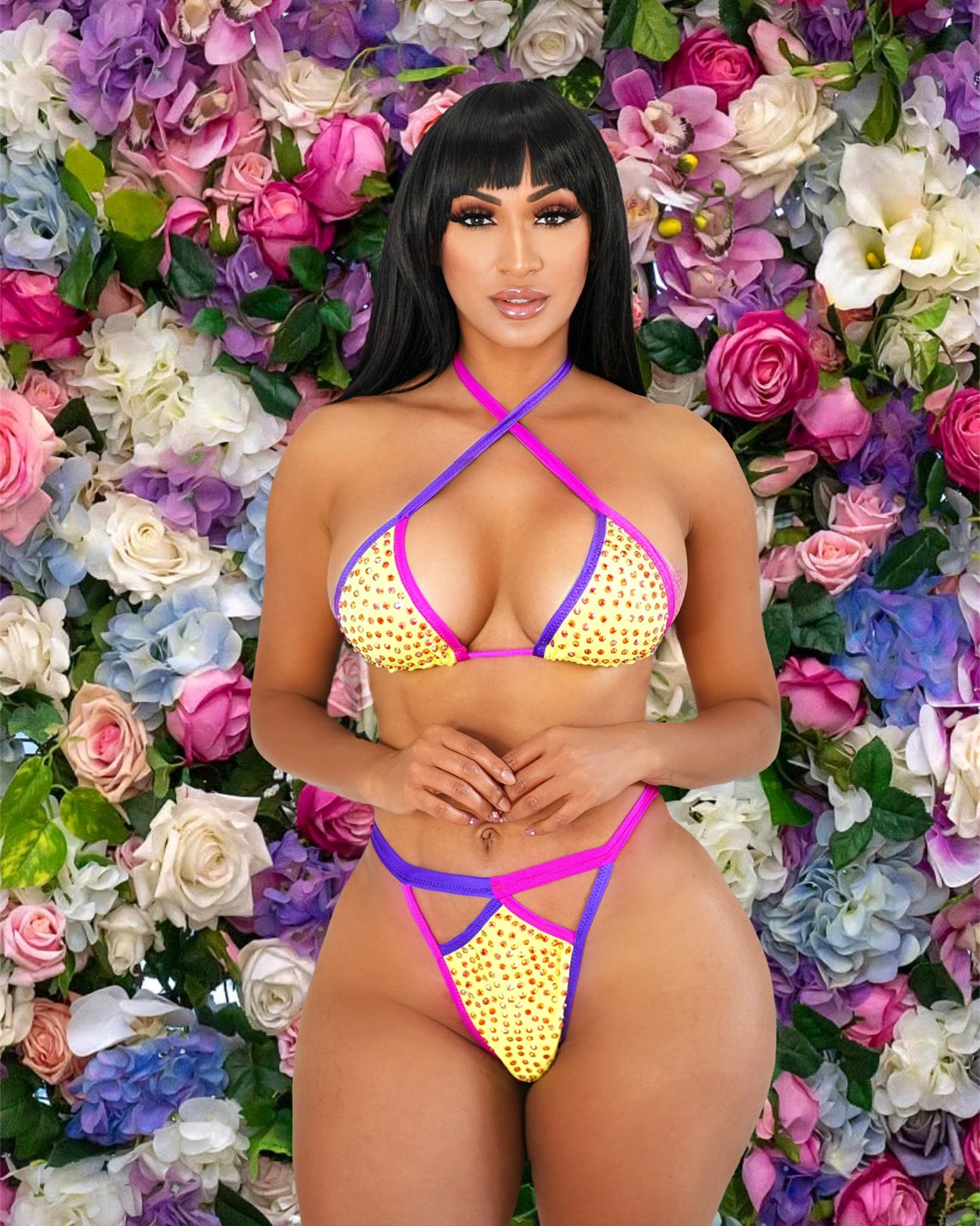 This set of pink spandex includes a top and bottom