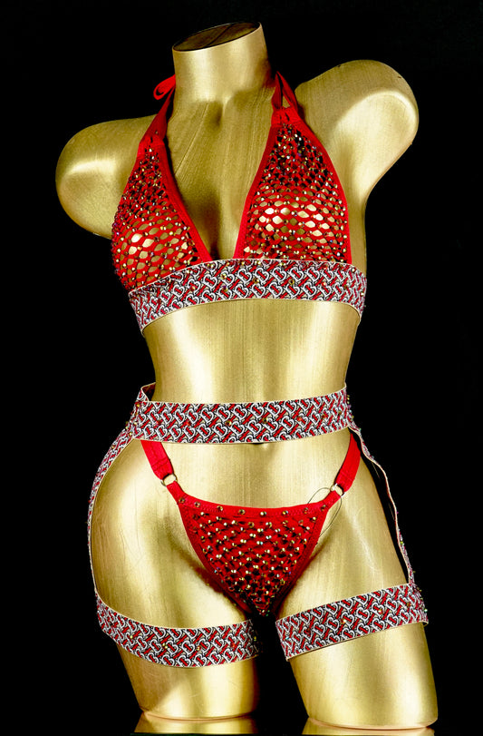 Expertly crafted in vibrant triquinis color red