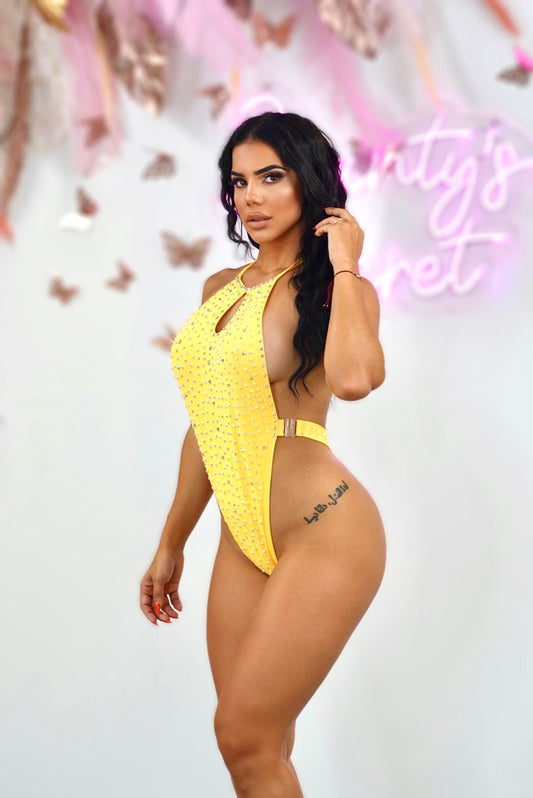one pieces suit Yellow spectacular set