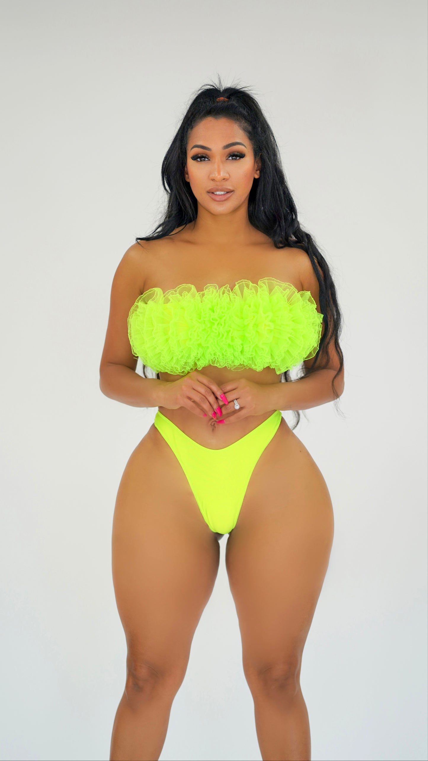 Two Pieces Classy Green Neon Set